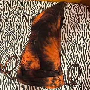 Orange and brown patterned dress